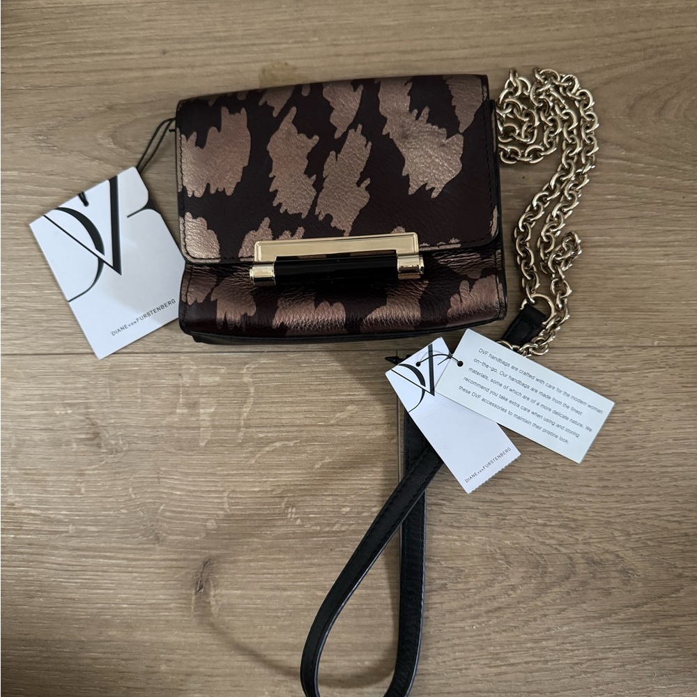 DVF micro mini leather bag new animal print